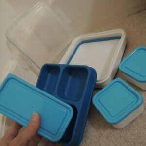 Lunch Box with Freezer Gel Tray 3 Containers Main Dish + Snap Shut Lid Bento Box